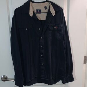 Vintage Wrangler Black and Tan Button-Up Shirt